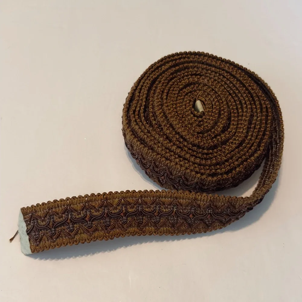 Bronze Brown Scroll Gimp Braid Upholstery Trim 1 Inch Wide 140 Inches Long